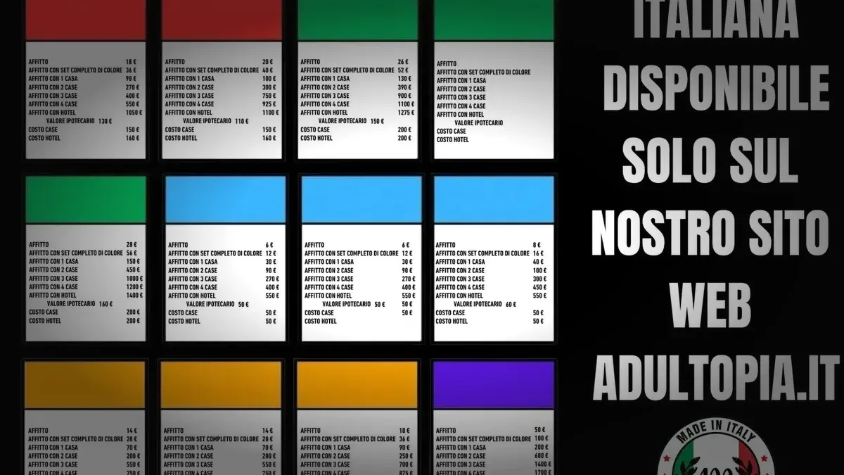Le carte proprieta' di Adultopia distese una accanto all'altra