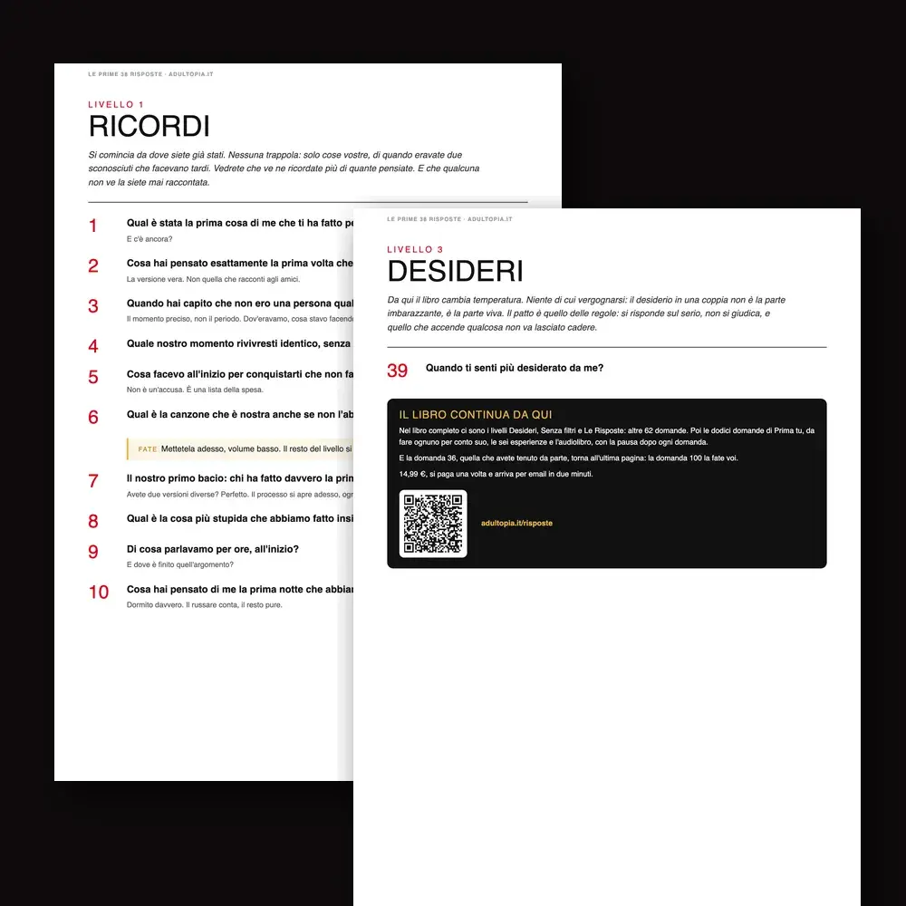 Due pagine del PDF: il livello Ricordi e l'inizio del livello Desideri