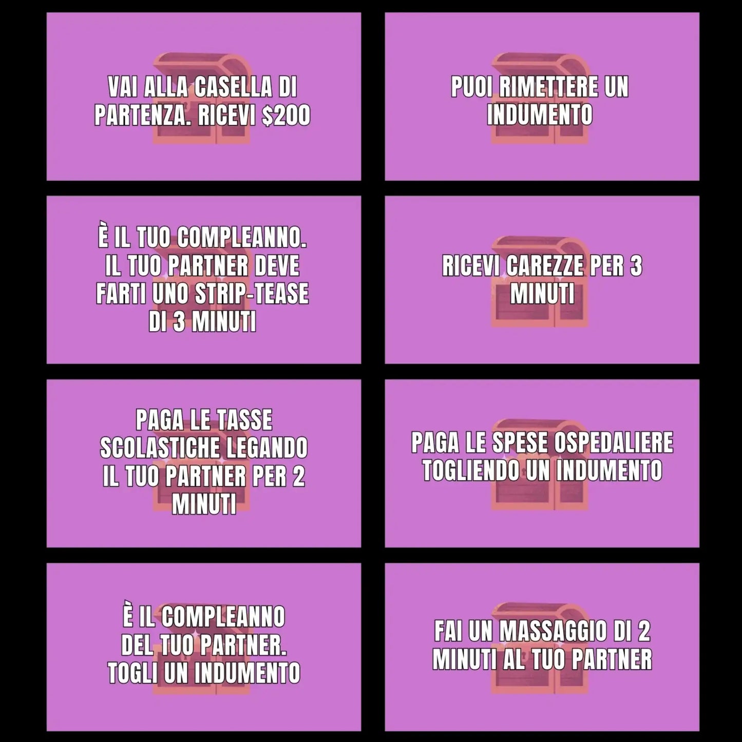 Carte probabilità rosa Adultopoly - sfide erotiche e penitenze per giochi per coppie adulti in italiano | Monopoly hot versione italiana, gioco serata romantica coppia