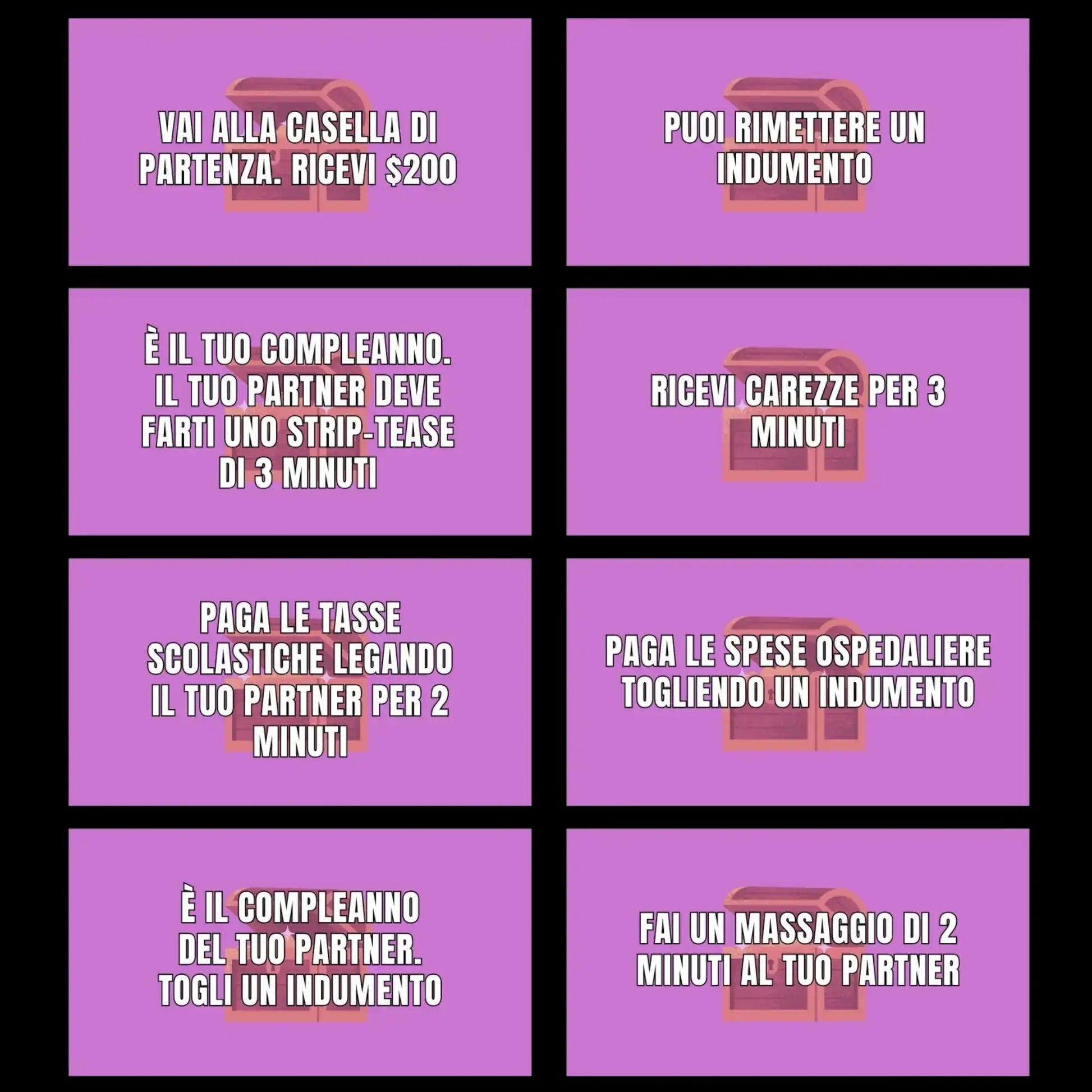 Carte probabilità rosa Adultopoly - sfide erotiche e penitenze per giochi per coppie adulti in italiano | Monopoly hot versione italiana, gioco serata romantica coppia